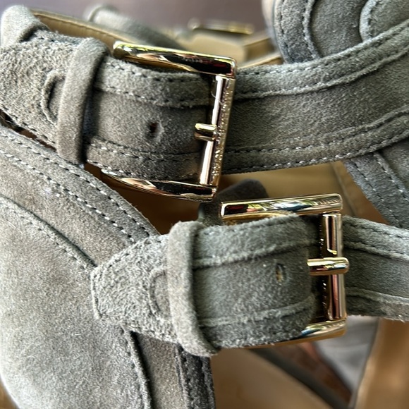 Michael Kors Blaze Suede Open Toe Bootie Sage Green Suede Fall Heels Sz 9.5 - Picture 4 of 11